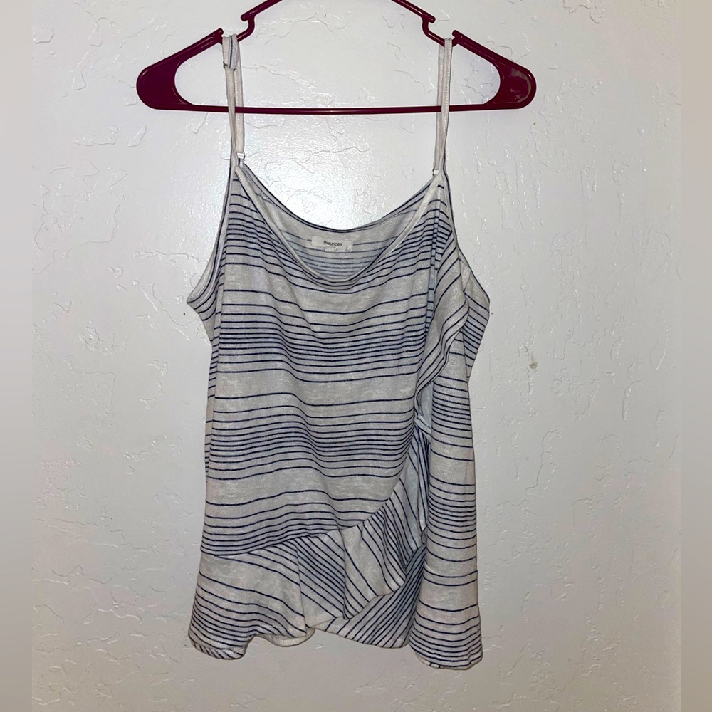 Maurice’s striped white spaghetti strap tank. One small frill across the front